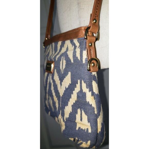 Tommy Hilfiger Blue Beige Crossbody Bag with Gold Hardware Boho - Picture 2 of 4